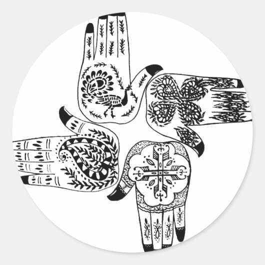 Henna Mehndi Hands Indian Design Painted Wedding Ronde Sticker (Voorkant)