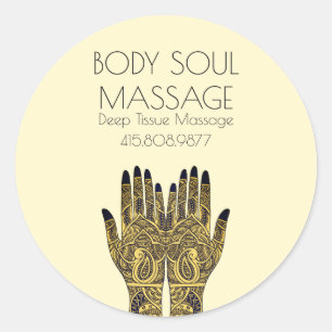 Henna Mehndi Hands Tattoo Massage Promotie Ronde Sticker