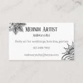 Henna Mehndi Tattoo Artists visitekaartje (Achterkant)