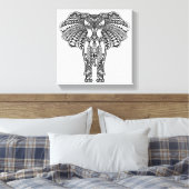 Henna Mehndi versierd Indische olifant 6 Canvas Afdruk (Insitu (Slaapkamer))