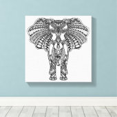 Henna Mehndi versierd Indische olifant 6 Canvas Afdruk (Insitu (Houten vloer))
