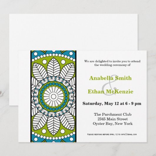 Henna Mehndi Wedding Kaart (Voorkant / Achterkant)