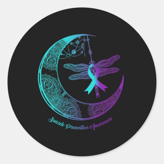 Henna Moon Dragonfly: zelfmoordpreventie Ronde Sticker (Voorkant)