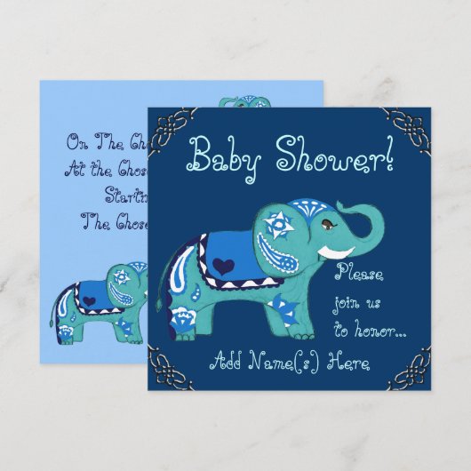 Henna Olifant (Baby shower) Kaart (Voorkant / Achterkant)