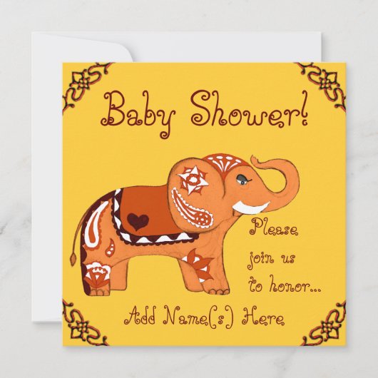 Henna Olifant (Baby shower) Kaart (Voorkant)