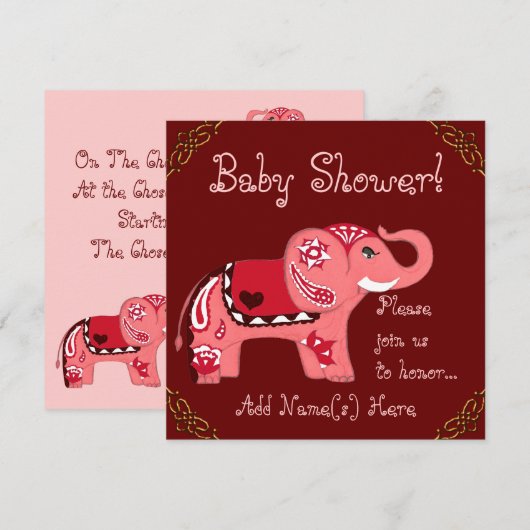 Henna Olifant (Baby shower) Kaart (Voorkant / Achterkant)