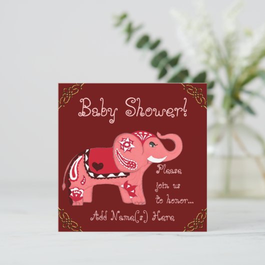 Henna Olifant (Baby shower) Kaart (Staand voorkant)