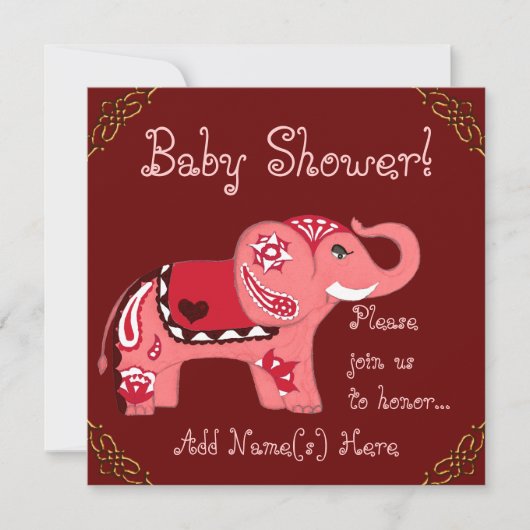 Henna Olifant (Baby shower) Kaart (Voorkant)