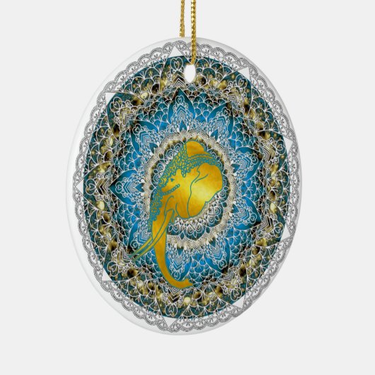 Henna Olifant Mandala Ganesha Mindfulness Cadeaus Keramisch Ornament (Rechts)