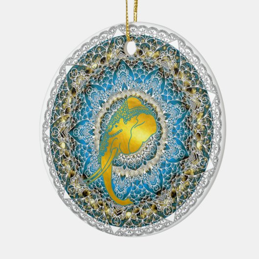 Henna Olifant Mandala Ganesha Mindfulness Cadeaus Keramisch Ornament (Links)