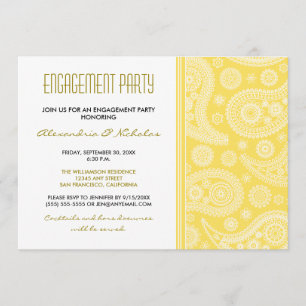 Henna Paisley Engagement Party Invitation (citroen Kaart