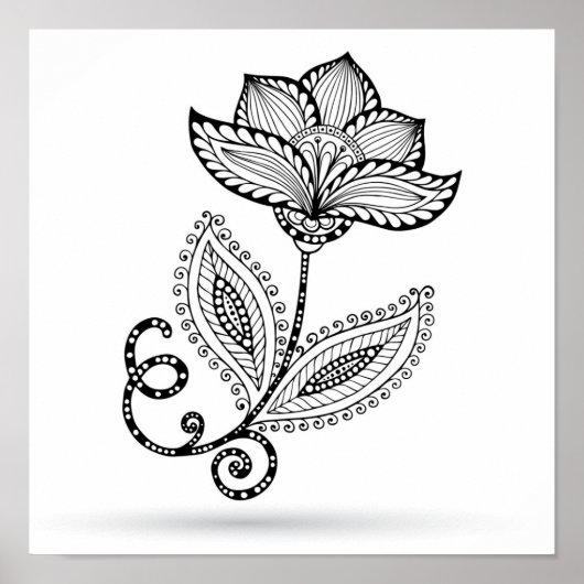 Henna Paisley Mehndi Doodles 2 Poster (Voorkant)