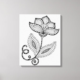 Henna Paisley Mehndi Doodles 6 Canvas Afdruk