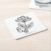 Henna Paisley Mehndi Doodles Kartonnen Onderzetters (Schuin)