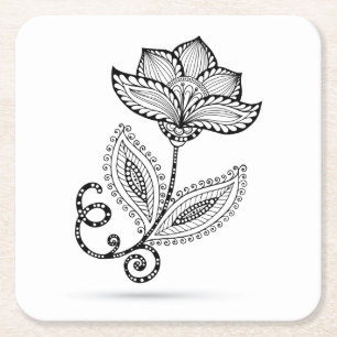 Henna Paisley Mehndi Doodles Kartonnen Onderzetters