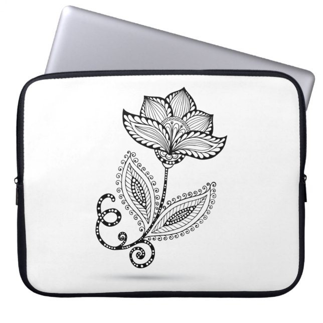 Henna Paisley Mehndi Doodles Laptop Sleeve (Voorkant)