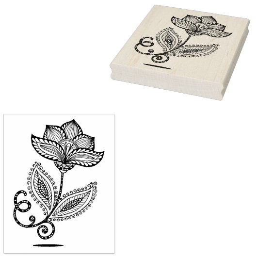 Henna Paisley Mehndi Doodles Rubberstempel (Gestempeld)