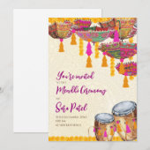 Henna Party nodigt Mehndi Invites, partij Mehndi u Kaart (Voorkant / Achterkant)