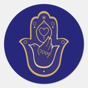 Henna Peace & Love Hamsa Blue Ronde Sticker