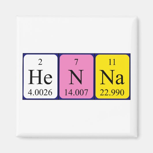 Henna periodieke table name magnet (Voorkant)