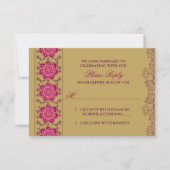 Henna Raisin Roze Gouden Indische Bruiloft RSVP An (Voorkant)
