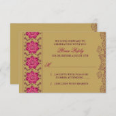Henna Raisin Roze Gouden Indische Bruiloft RSVP An (Voorkant / Achterkant)