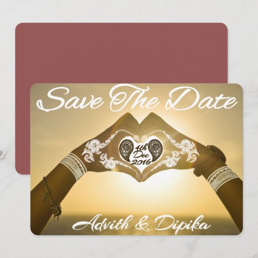 Henna Save the Date Cards (Voorkant / Achterkant)
