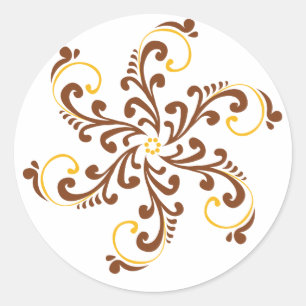 Henna Spiral Flower Ronde Sticker