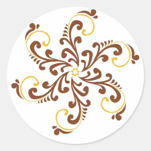 Henna Spiral Flower Ronde Sticker (Voorkant)