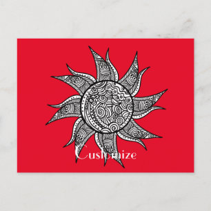 Henna-stijl Sun Tattoo Thunder_Cove Briefkaart