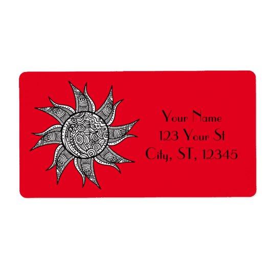 Henna-stijl Sun Tattoo Thunder_Cove Etiket (Voorkant)