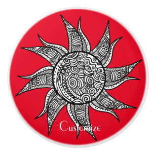 Henna-stijl Sun Tattoo Thunder_Cove Keramische Knop