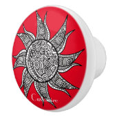 Henna-stijl Sun Tattoo Thunder_Cove Keramische Knop (Rechts)