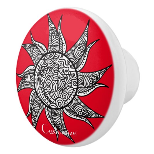 Henna-stijl Sun Tattoo Thunder_Cove Keramische Knop (Rechts)