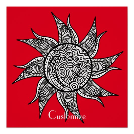 Henna-stijl Sun Tattoo Thunder_Cove Perfect Poster (Voorkant)