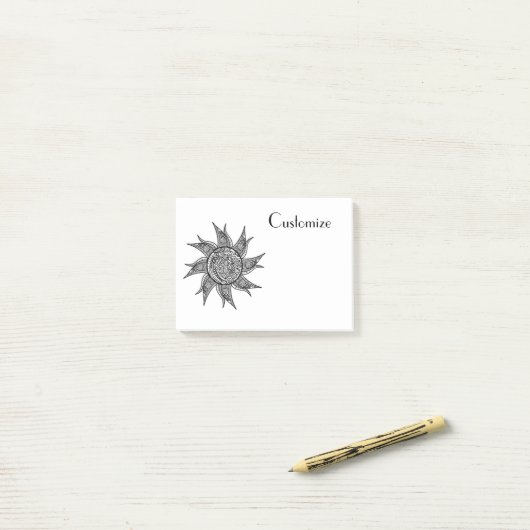 Henna-stijl Sun Tattoo Thunder_Cove Post-it® Notes (Op bureau)