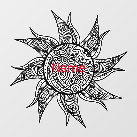 Henna-stijl Sun Tattoo Thunder_Cove Raamsticker (Vel)