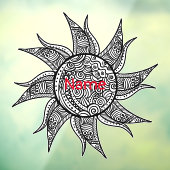 Henna-stijl Sun Tattoo Thunder_Cove Raamsticker (Vel 3)