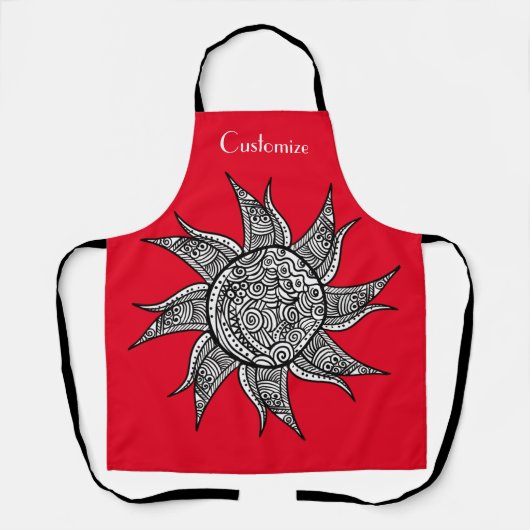 Henna-stijl Sun Tattoo Thunder_Cove Schort (Voorkant)