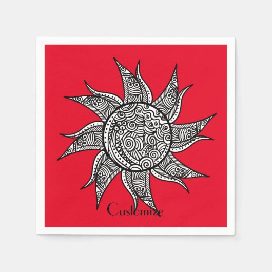 Henna-stijl Sun Tattoo Thunder_Cove Servet (Voorkant)