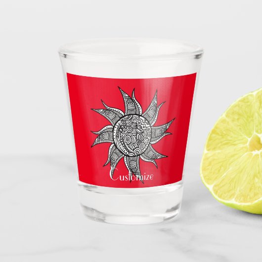 Henna-stijl Sun Tattoo Thunder_Cove Shot Glas (Voorkant)