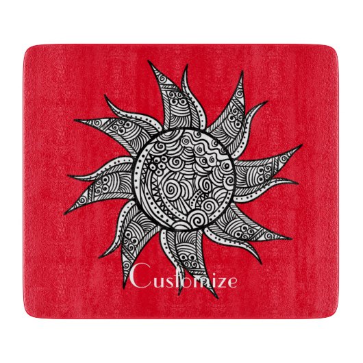 Henna-stijl Sun Tattoo Thunder_Cove Snijplank (Voorkant)