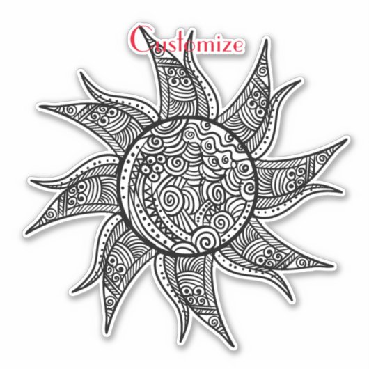 Henna-stijl Sun Tattoo Thunder_Cove Sticker (Voorkant)
