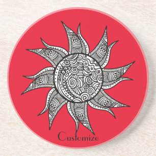 Henna-stijl Sun Tattoo Thunder_Cove  Zandsteen Onderzetter