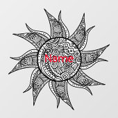 Henna-stijl Zon Tattoo Thunder_Cove Raamsticker (Vel)