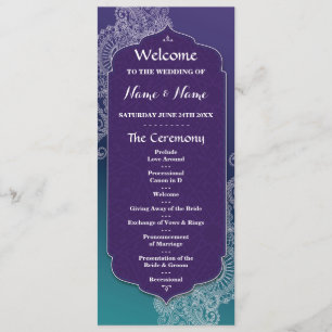 Henna Style Jewel Arabian Nights Wedding Program Programmakaart