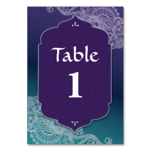 Henna Style Jewel Pattern Table Number Weddenschap Kaart