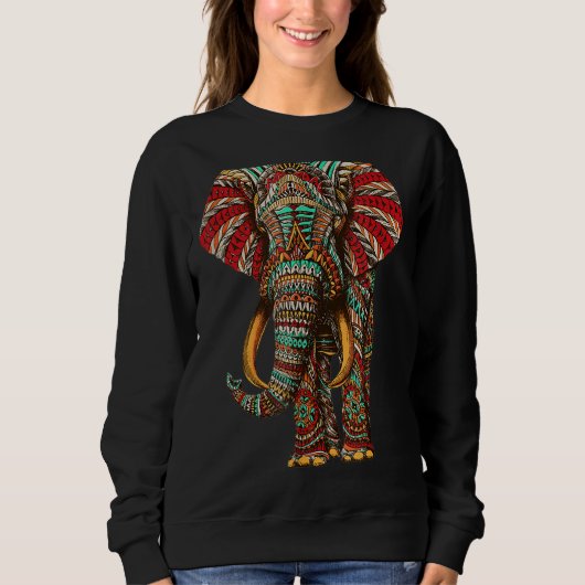 Henna Stylish Artistic Save the Elephants Wildlife Trui (Voorkant)