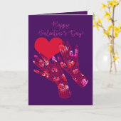 Henna Tattoo Style Hands Valentijnsdag Kaart (Gele Bloem)