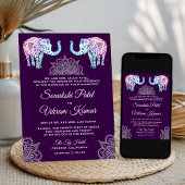 Henna Tattooed Elephants Indian Wedding Invitation Kaart